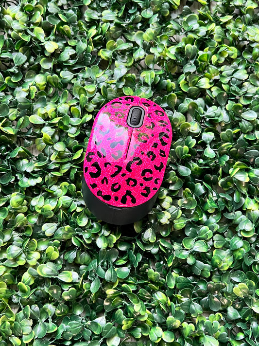 Leopard Wireless Glitter Mouse