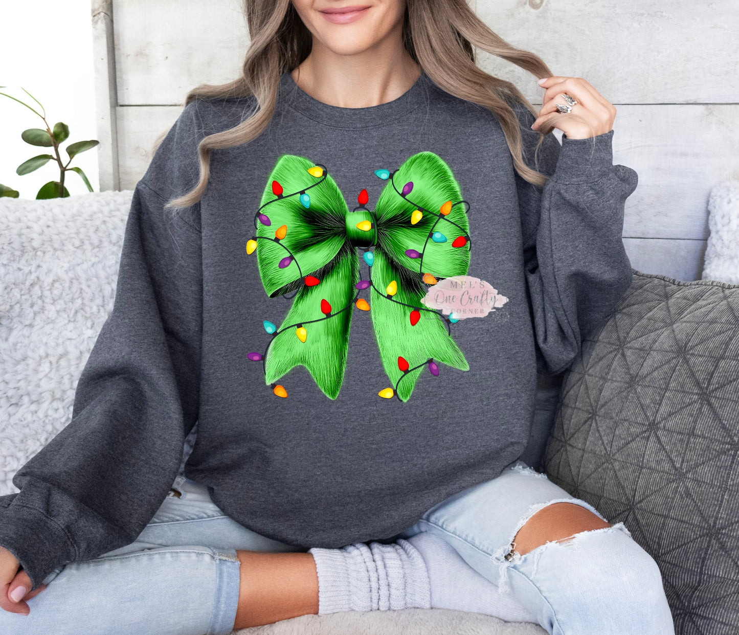 Green Coquette Crew Neck Sweater