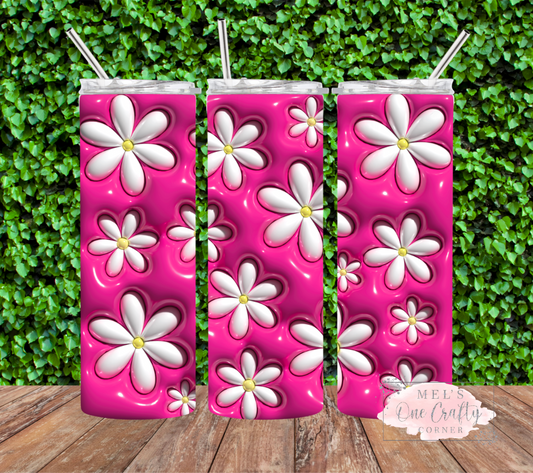 Sublimation Print Tumbler Wrap - Hot Pink Daisy