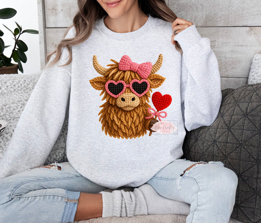 Faux Yarn Highland Crew Neck Sweater