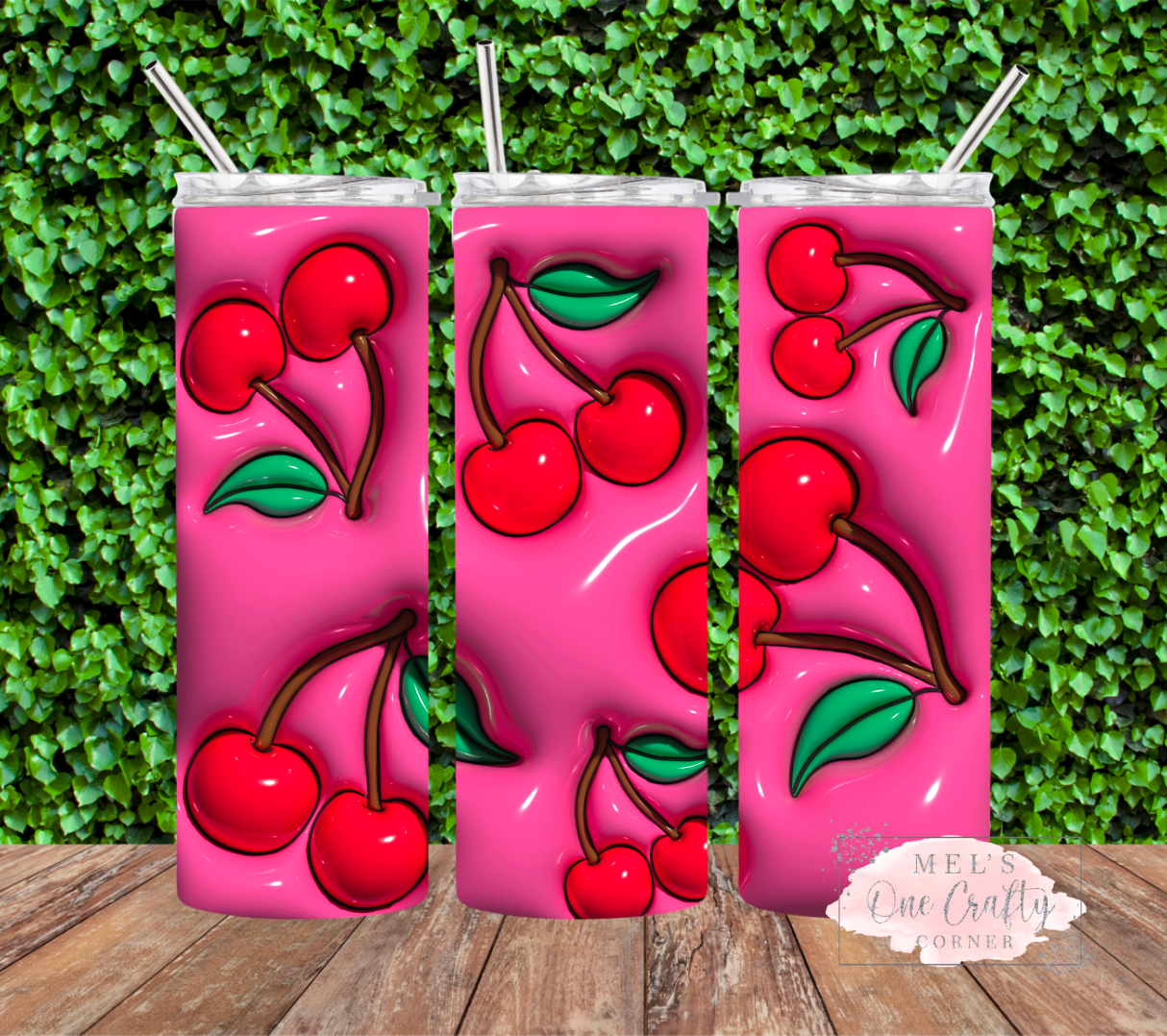 Sublimation Print Tumbler Wrap - Puff Pink Cherry