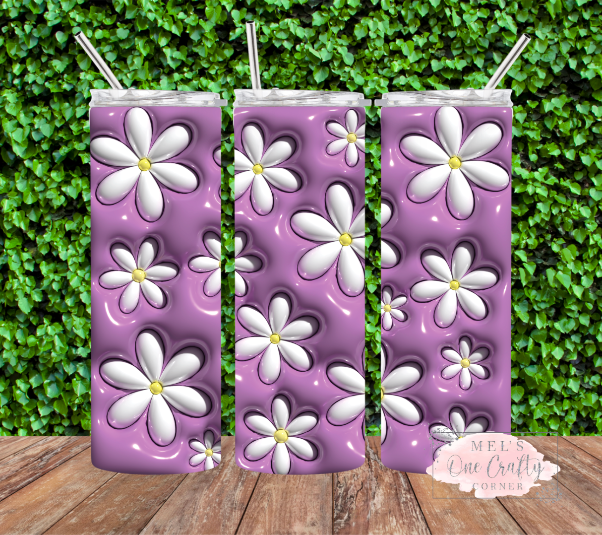 Sublimation Print Tumbler Wrap - Puff Purple Daisy