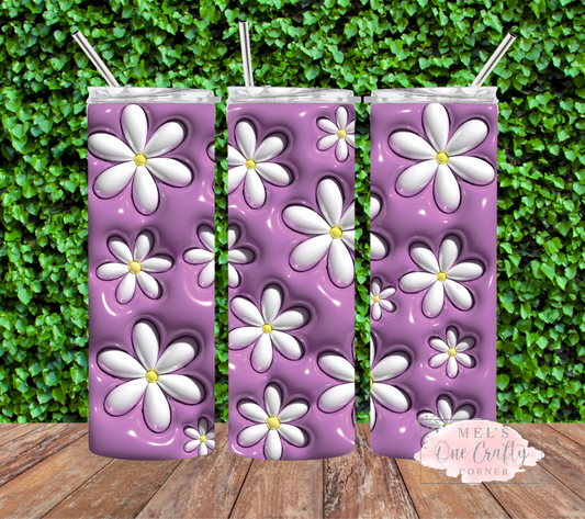 Sublimation Print Tumbler Wrap - Puff Purple Daisy