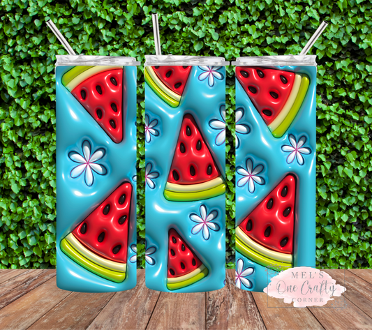 Sublimation Print Tumbler Wrap - Puff Blue Watermelon