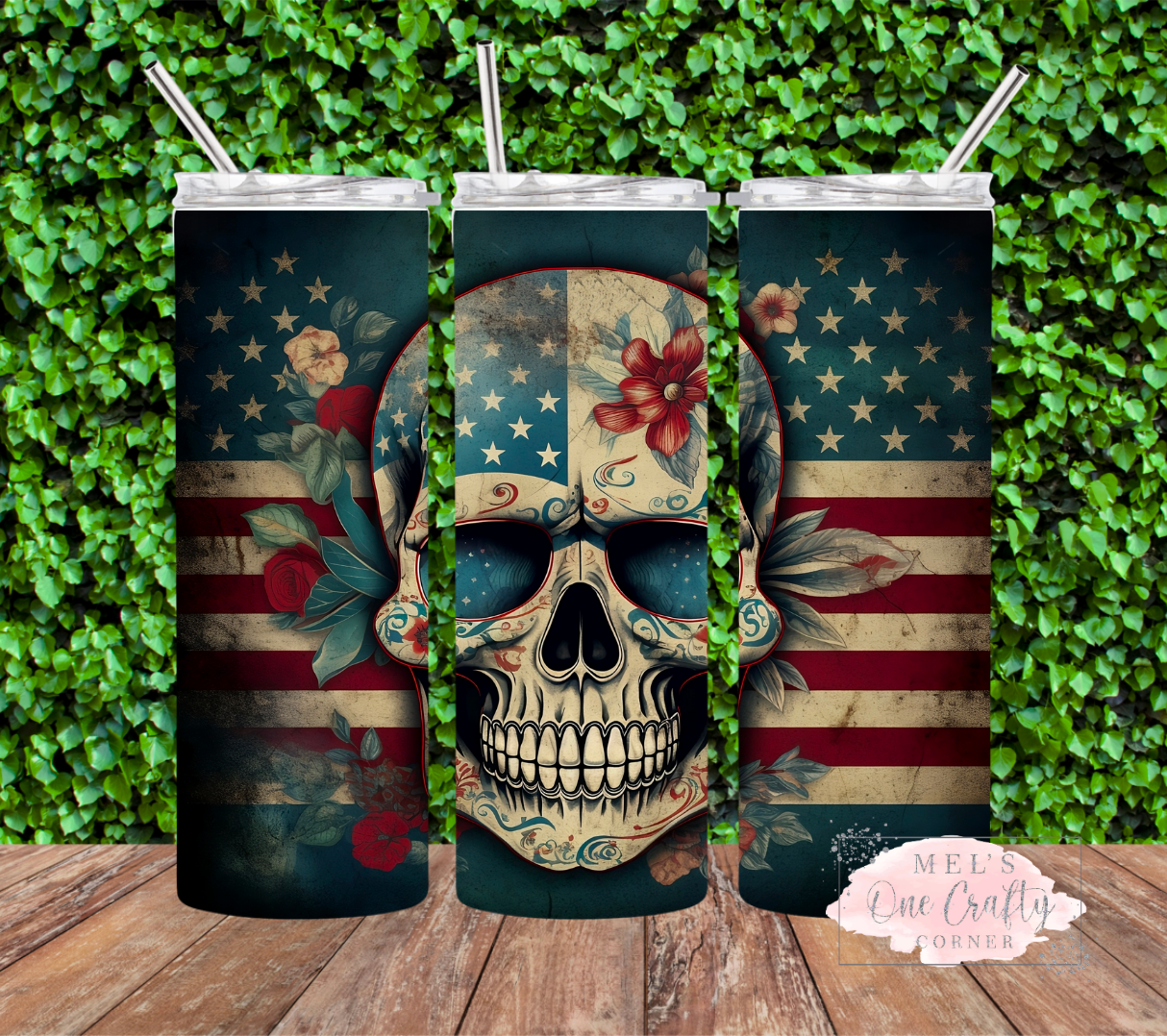 Sublimation Print Tumbler Wrap - America Skull