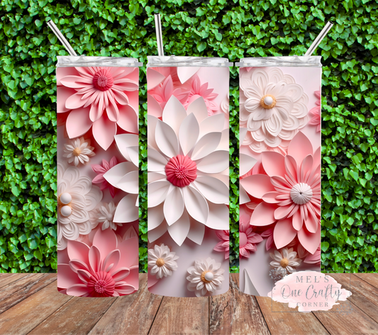 3D Rose Pink Floral Tumbler