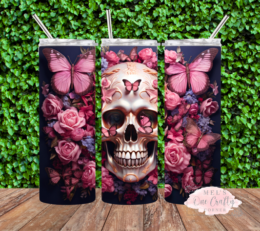 Sublimation Print Tumbler Wrap - Pink Skull