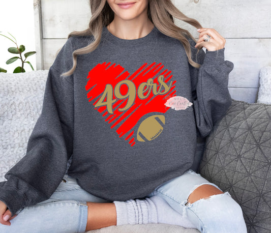 Football Hearts Crew Neck Sweater