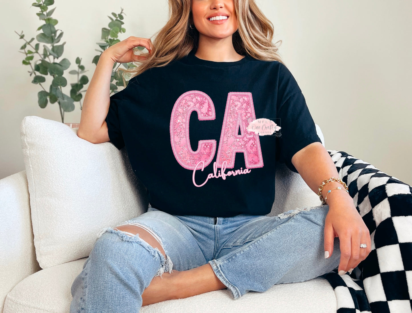 Faux Embroidery Leopard State Shirt