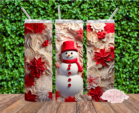 Sublimation Print Tumbler Wrap - Red Snowman