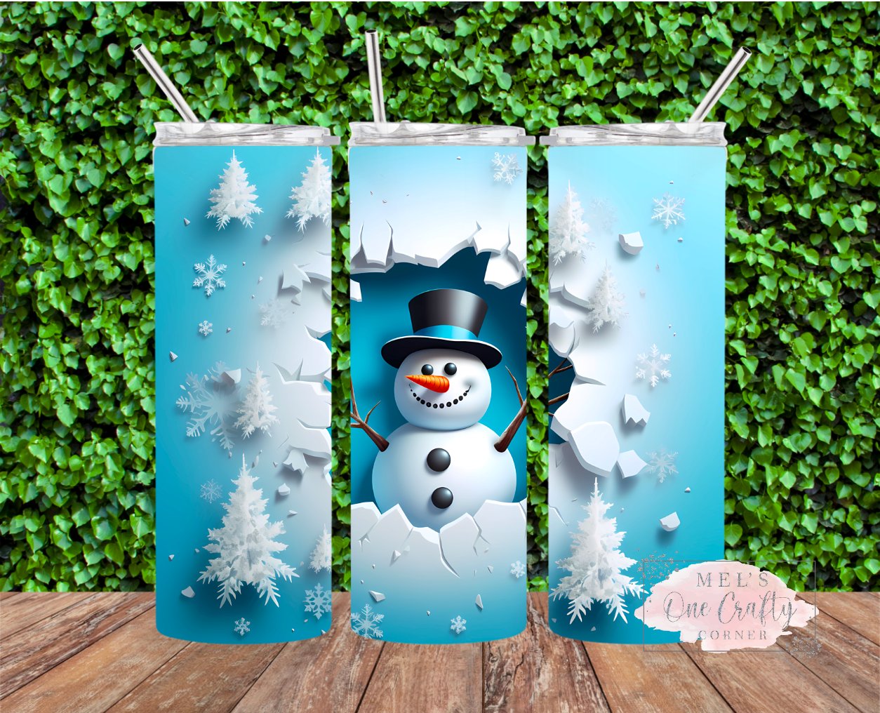 Blue Snowman Tumbler