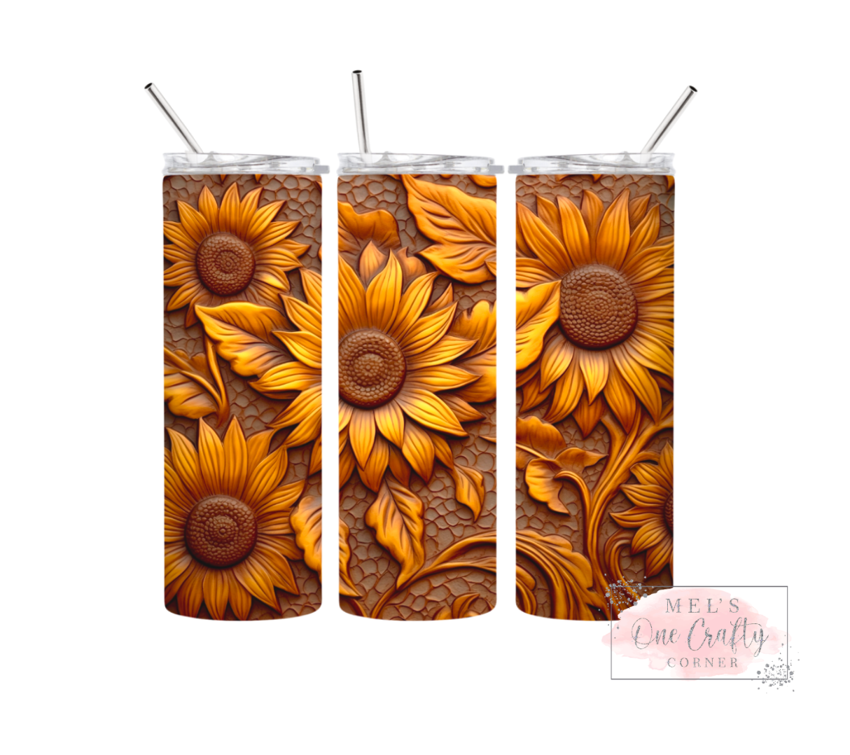 Sublimation Print Tumbler Wrap - Brown Sunflower