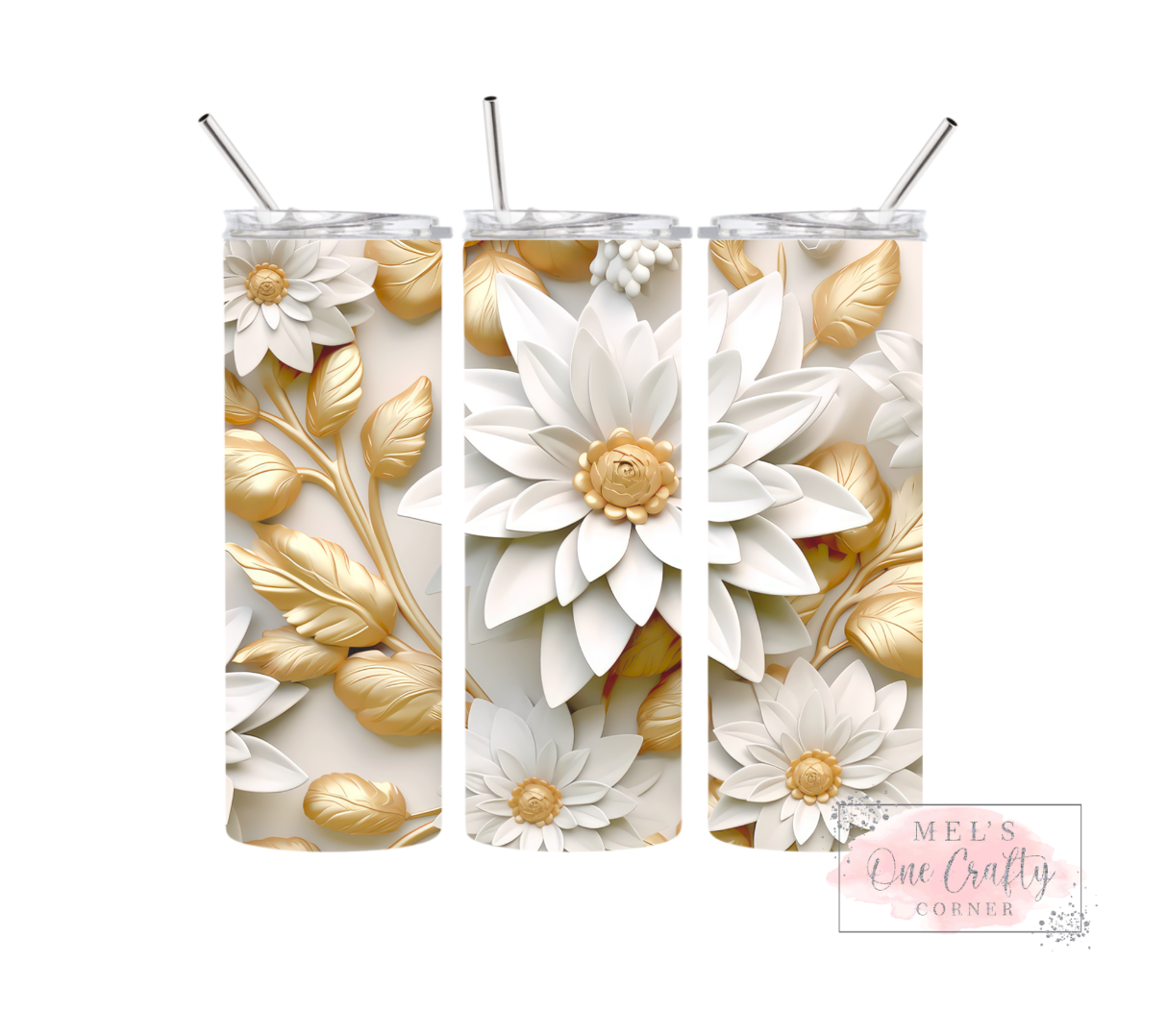 Sublimation Print Tumbler Wrap - Ivory Sunflower