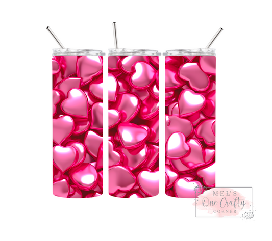 Hot Pink Hearts Tumbler