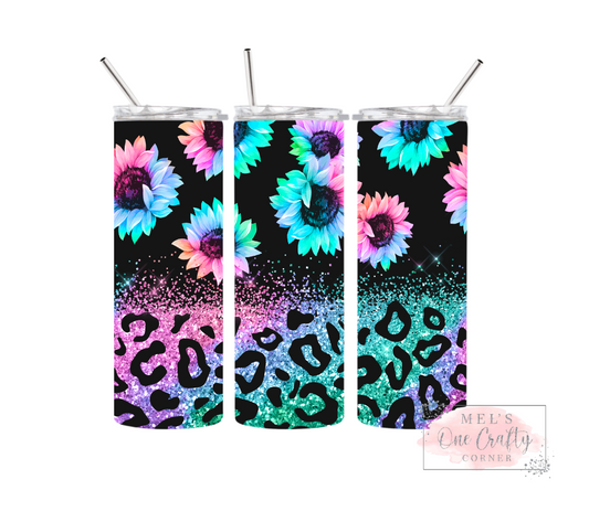 Sublimation Print Tumbler Wrap - Leopard Sunflower