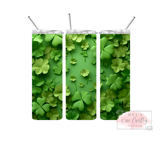 Sublimation Print Tumbler Wrap - Green Clover