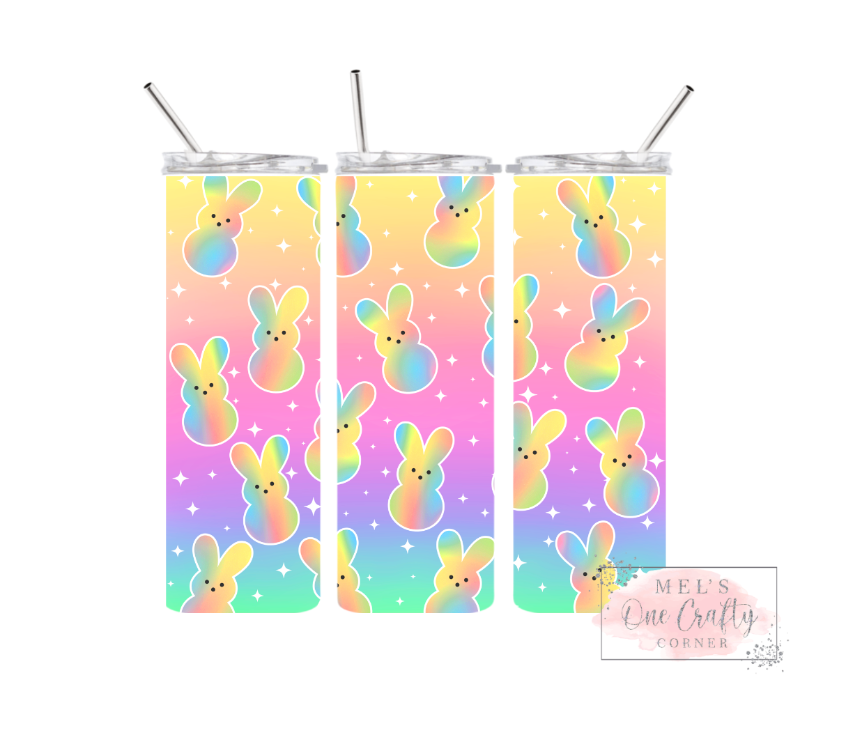 Sublimation Print Tumbler Wrap - Ombre Bunnies