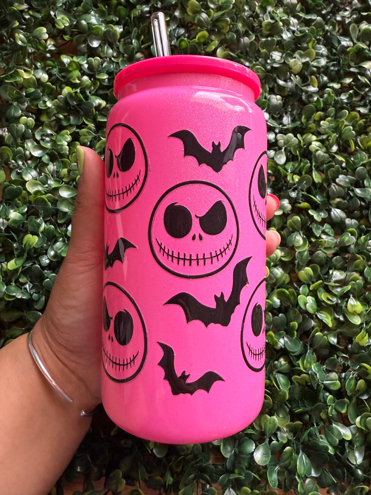DISCOUNTED Glass Can - Pink Jack