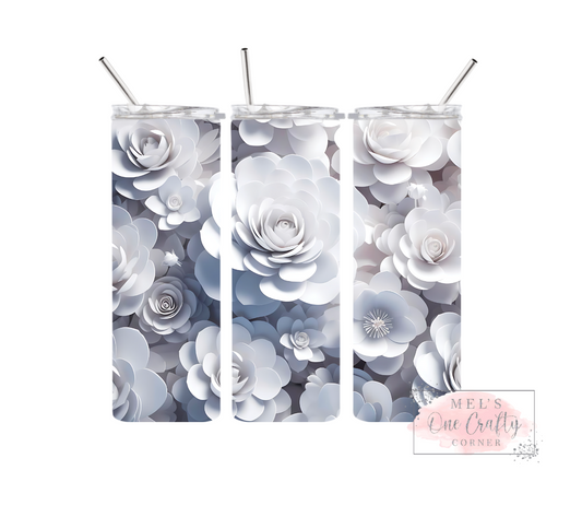 Sublimation Print Tumbler Wrap - White Roses