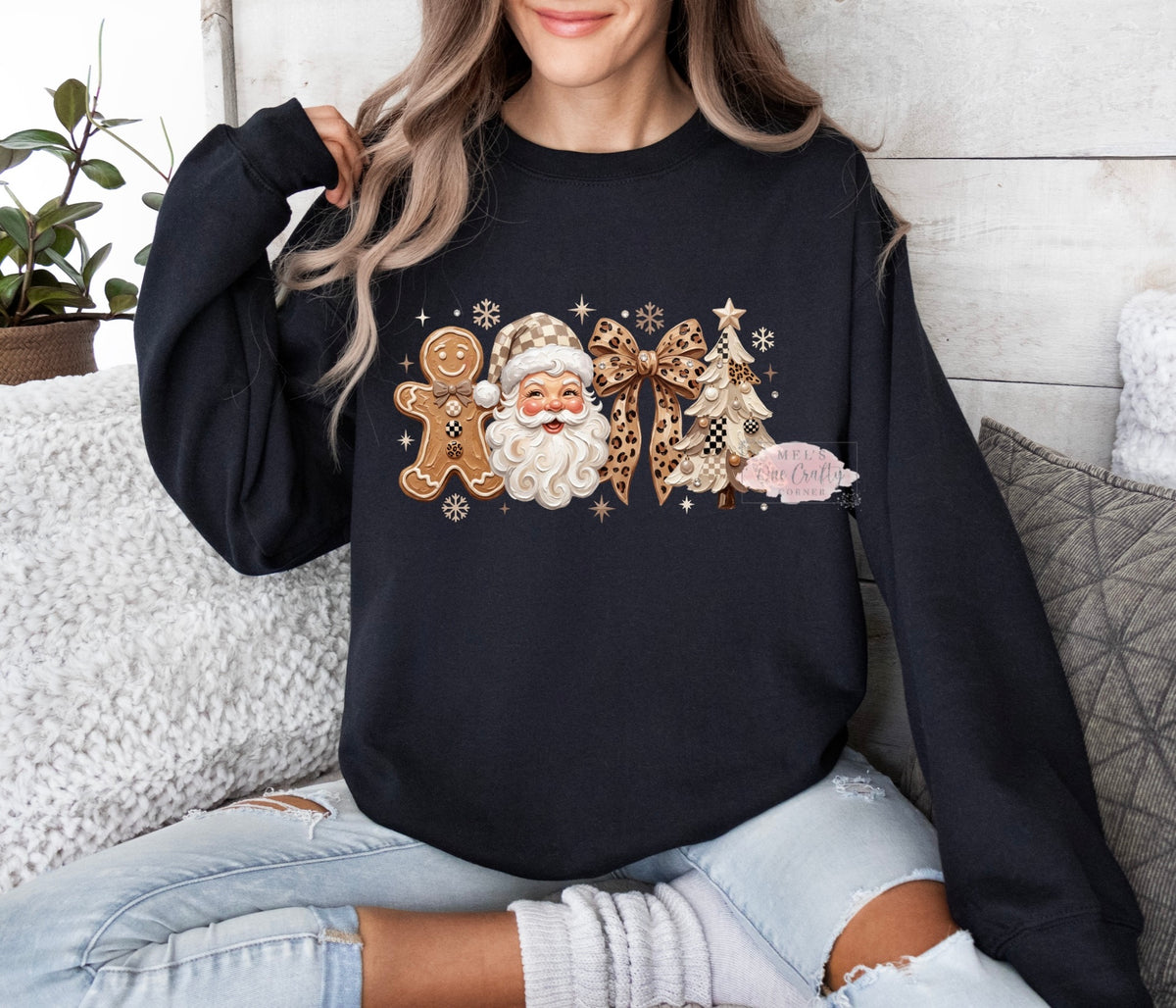 Painted Santa Collage Crewneck Sweatshirt