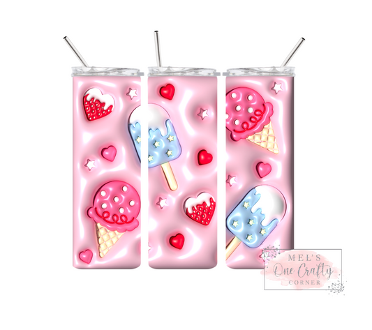 Sublimation Print Tumbler Wrap - Pink Ice Cream