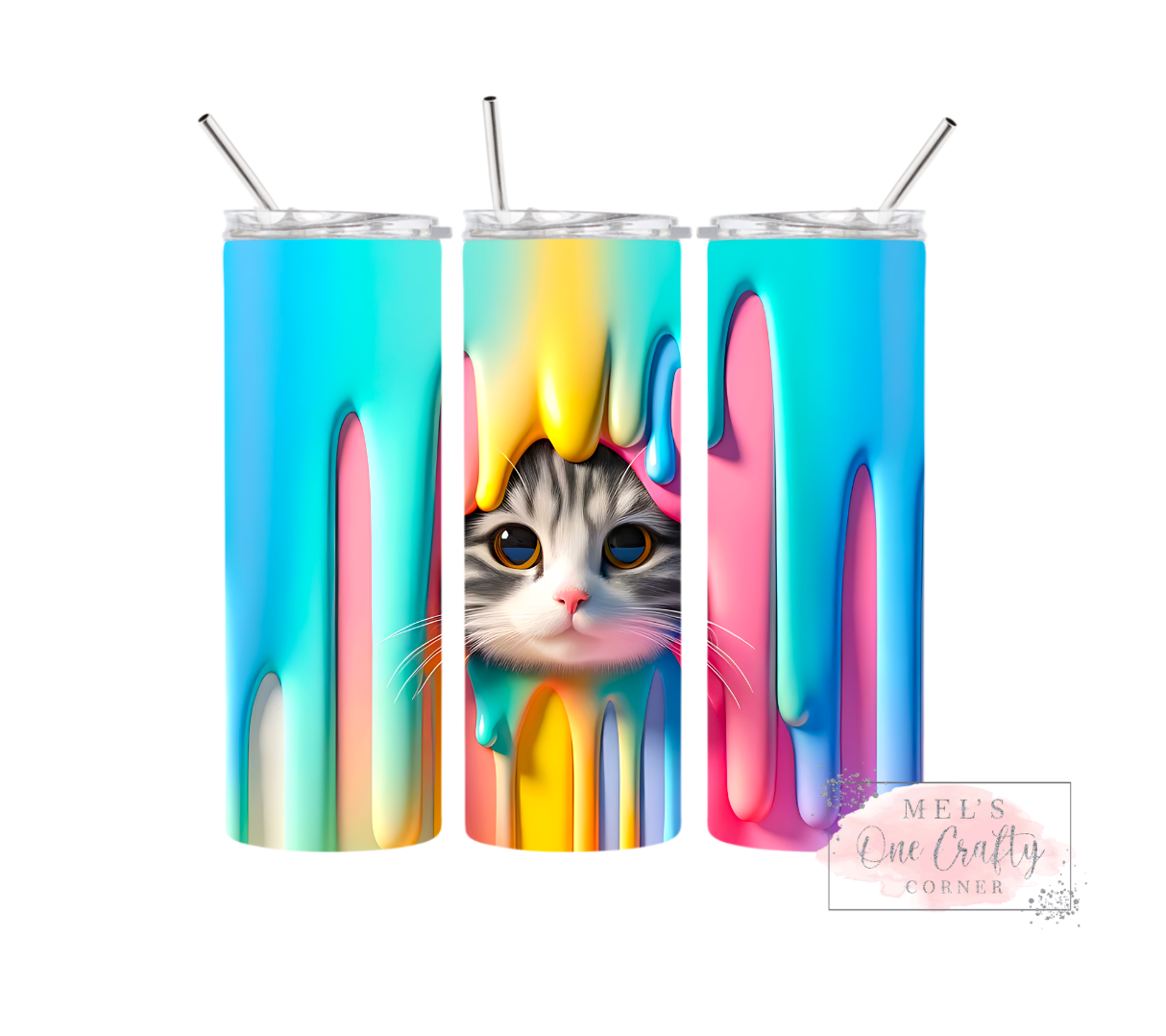 Sublimation Print Tumbler Wrap - Drip Cat