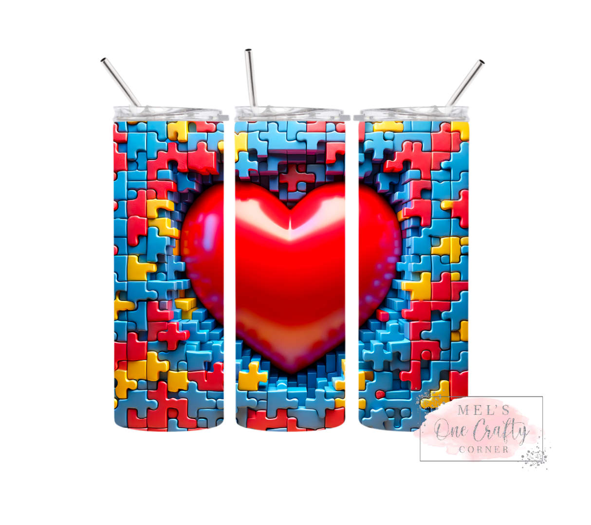 Sublimation Print Tumbler Wrap - Autism Heart