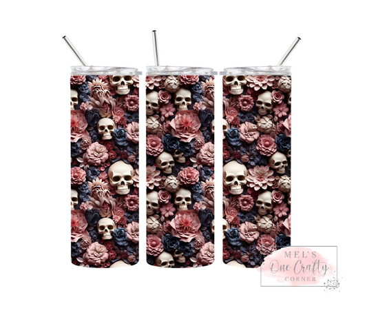 Sublimation Print Tumbler Wrap - Rose Skull