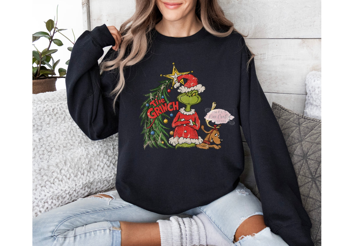 Vintage Grinchy Crew Neck Sweatshirt