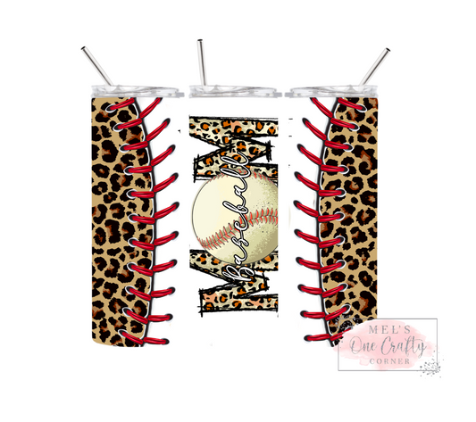 Sublimation Print Tumbler - Leopard Baseball Mom