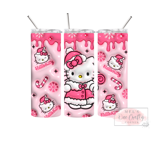 Sublimation Print Tumbler - Pink Candy Cane