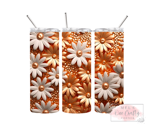 Sublimation Print Tumbler - Gold Flowers