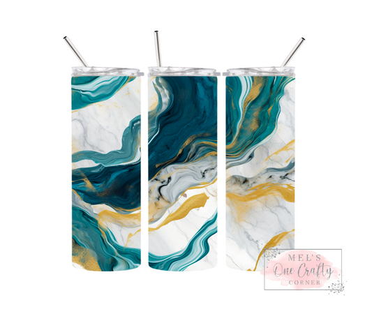 Sublimation Print Tumbler - Teal Marble