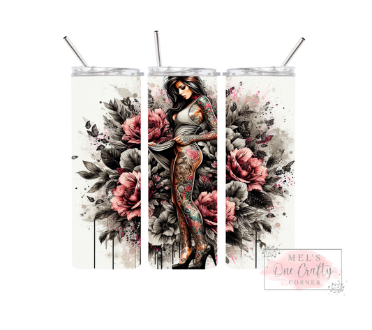 Sublimation Print Tumbler - Tatts & Roses