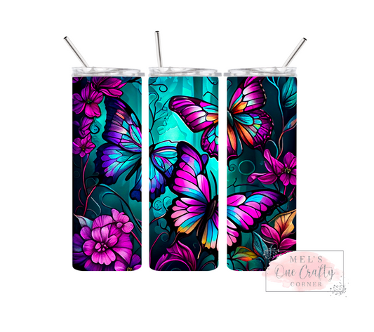 Sublimation Print Tumbler - Metallic Butterflies