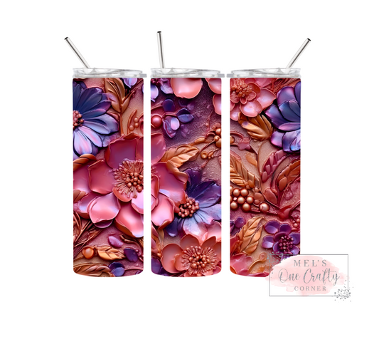 Sublimation Print Tumbler - Metallic Flowers