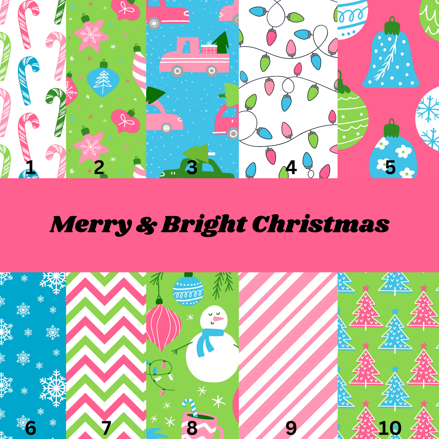 12x12 Vinyl Sheet - Merry & Bright Christmas (10 designs)