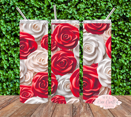 3D Red Roses Tumbler