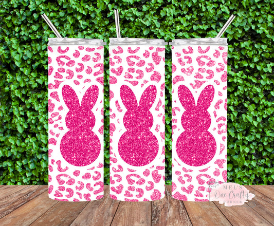 Sublimation Print Tumbler Wrap - Pink Leopard Bunny