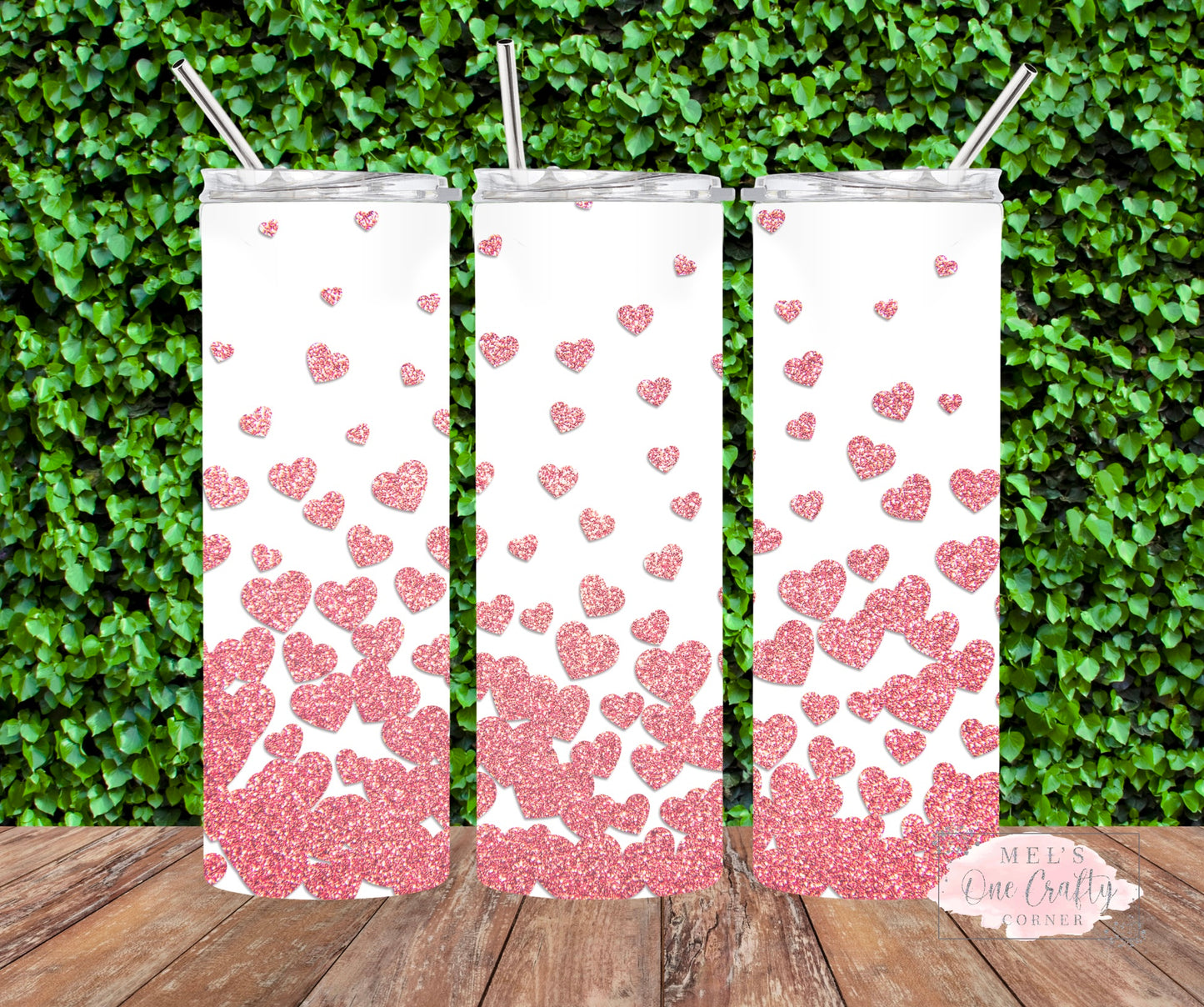 Sublimation Print Tumbler Wrap - Glitter Hearts