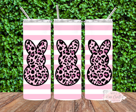 Sublimation Print Tumbler Wrap - Pink Leopard Bunny