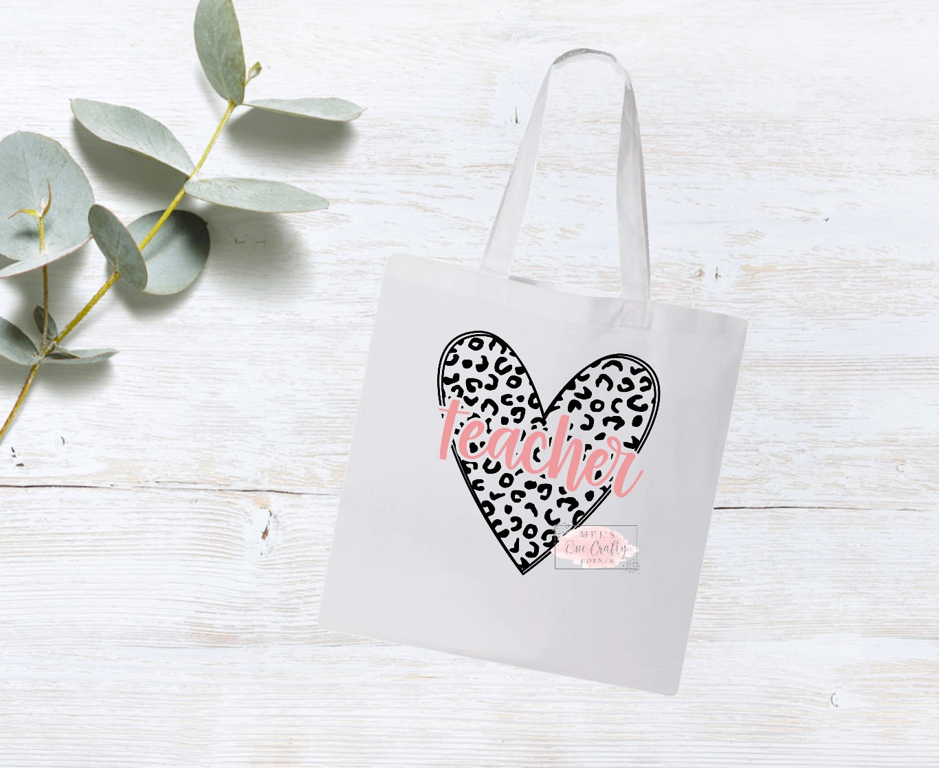 Teacher Leopard Heart Tote Bag