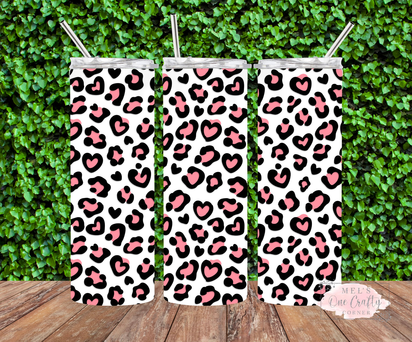 Sublimation Print Tumbler Wrap - Leopard Hearts