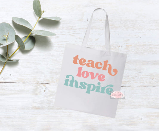 Teacher Love Inspire Retro Tote Bag