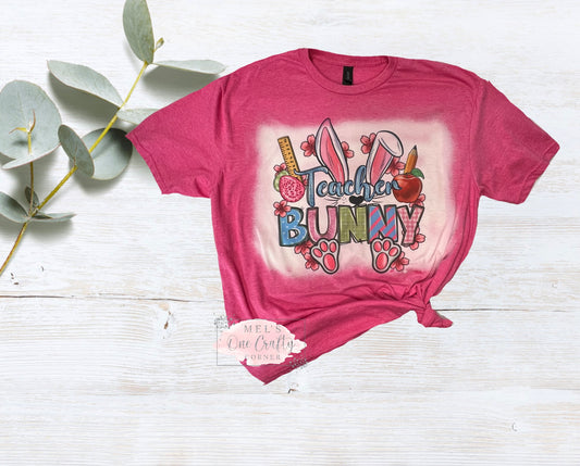 DISCOUNTED - XL Easter Teacher Bunny Bleached Shirt