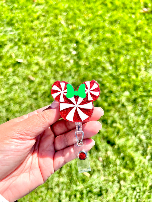 Candy Cane Mouse Badge Reel